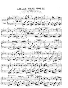 Partition complète, chansons Without Words, Mendelssohn, Felix par Felix Mendelssohn