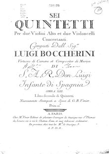 Partition violon 2, 6 corde quintettes G.271-276, Boccherini, Luigi