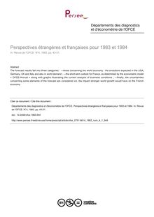 Perspectives étrangères et françaises pour 1983 et 1984 - article ; n°1 ; vol.4, pg 43-51