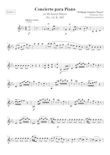 Partition violons I, Piano Concerto No.14, Piano Concerto No.14