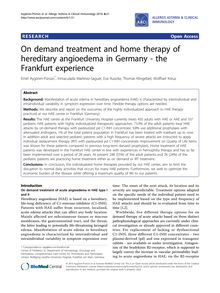 On demand treatment and home therapy of hereditary angioedema in Germany - the Frankfurt experience