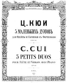 Partition flûte et violon parties, avec title page, 5 Petits duos