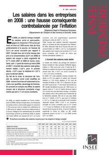 Les salaires dans les entreprises en 2008 : une hausse conséquente contrebalancée par linflation 