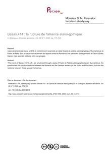 Bazas 414 : la rupture de l alliance alano-gothique - article ; n°1 ; vol.26, pg 175-193