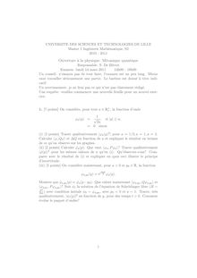 UNIVERSITE DES SCIENCES ET TECHNOLOGIES DE LILLE Master Ingenierie Mathematique S2