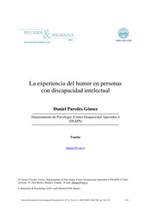 La experiencia del humor en personas con discapacidad intelectual (How persons with intellectual disability experience humor)