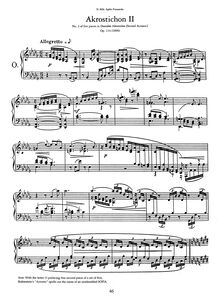 Partition No.2, Acrostychon No.2, Op.114, 5 Piano Pieces, Rubinstein, Anton