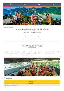 Price List for Tours in Phuket 2017