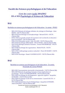 Bachelier en sciences psychologiques et de l éducation - 2e année ...