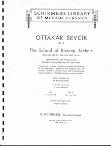 Partition , partie 1, School of Bowing Technique Op.2 pour violoncelle par Otakar Ševčík