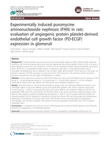Experimentally induced puromycine aminonucleoside nephrosis (PAN) in rats: evaluation of angiogenic protein platelet-derived endothelial cell growth factor (PD-ECGF) expression in glomeruli