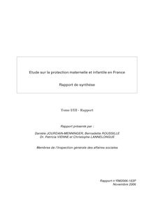 Etude sur la protection maternelle et infantile en France - Rapport de synthèse