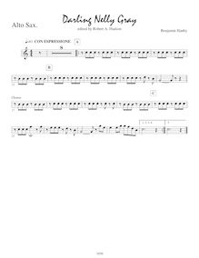 Partition Alto Saxophone (E♭), Darling Nelly Gray, Nelly Gray, Hanby, Benjamin Russel