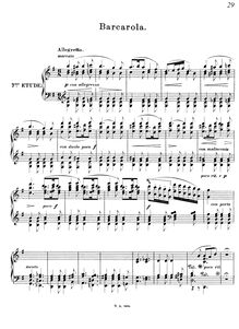 Partition No.7: Barcarola, 12 Romances en Forme d Études, Op.8, Raff, Joachim