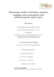 Microscopic studies of interlayer magnetic coupling across nonmagnetic and antiferromagnetic spacer layers [Elektronische Ressource] / von Liviu Ionut Chelaru