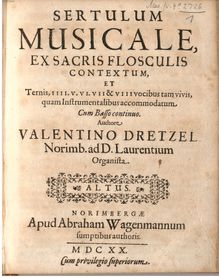 Partition Altus, Sertulum musicale ex sacris flosculis contextum