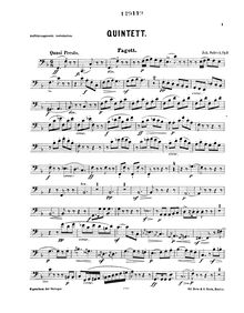 Partition basson, vent quintette, Op.9, Sobeck, Johann