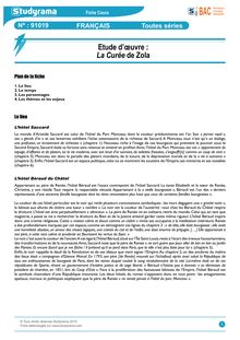 Fiche de révision BAC Français - Fiche de lecture : La Curée de Zola
