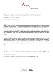 Hercule à Glanum. Sanctuaires de transhumance et développement urbain  - article ; n°1 ; vol.52, pg 311-331