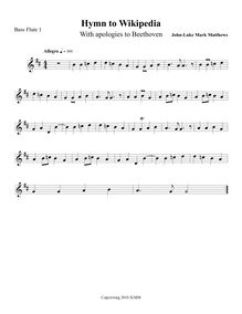 Partition basse flûte 1, Hymn to Wikipedia, D major, Matthews, John-Luke Mark