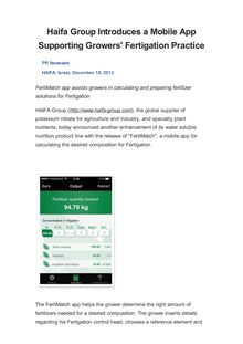 Haifa Group Introduces a Mobile App Supporting Growers  Fertigation Practice