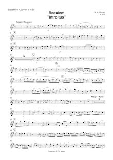 Partition clarinette 1 (B♭, substitute pour Basset cor), Requiem