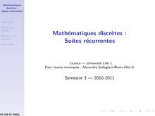 Mathématiques discrètes : Suites récurrentes