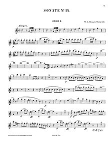 Partition hautbois 1, église Sonata, Church Sonata No.13Church Sonata No.16