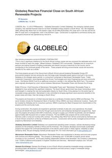 Globeleq Reaches Financial Close on South African Renewable Projects