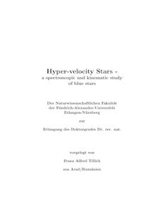 Hyper-velocity stars [Elektronische Ressource] : a spectroscopic and kinematic study of blue stars / vorgelegt von Franz Alfred Tillich