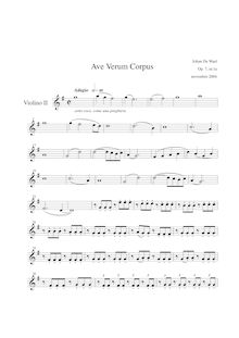 Partition violon 2, Ave verum corpus, G major, De Wael, Johan