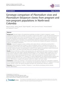 Genotype comparison of Plasmodium vivax and Plasmodium falciparum clones from pregnant and non-pregnant populations in North-west Colombia