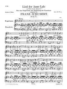 Partition complète, Lied der Anne Lyle, Annot Lyle s Song, Schubert, Franz