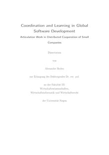 Coordination and learning in global software development : articulation work in distributed cooperation of small companies [Elektronische Ressource] / Alexander Boden