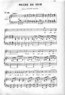 Partition complète (E♭ major: medium voix et piano), Prière du soir