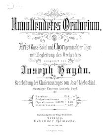 Partition complète, Unfinished Oratorio, Unvollendetes Oratorium par Joseph Haydn