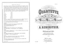 Partition parties complètes, corde quatuor, Op.47 No.1, Rubinstein, Anton