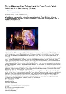 Richard Branson  Live  Painted by Artist Peter Engels.  Virgin Unite  Auction: Wednesday 20 June.