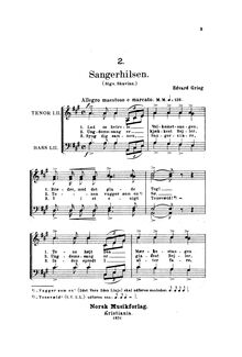 Partition complète, Sangerhilsen, EG 170, Greeting to the Singers