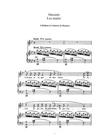 Partition complète (B♭ Major: haut voix et piano), Les mains