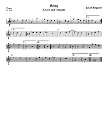 Partition ténor viole de gambe, octave aigu clef, chansons, Regnart, Jacob par Jacob Regnart