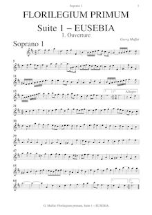 Partition Soprano 1 (Sopranino) , partie, Florilegium primum, 7 Suites for Strings