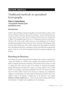 Traditional methods in specialised lexicography