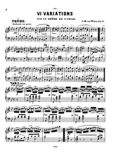 Partition complète (filter), 6 Variations sur l air de Naga de Samori, Op.6