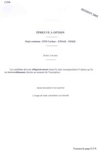 Options (Economie - Sociologie) 2005 Classe Prepa B/L ENSAE