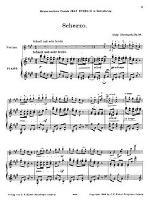 Partition violon et partition de piano, partition de violon, Scherzo, Op.98
