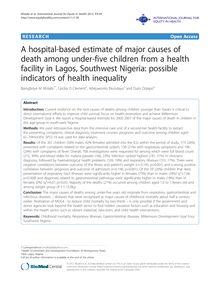 A hospital-based estimate of major causes of death among under-five children from a health facility in Lagos, Southwest Nigeria: possible indicators of health inequality