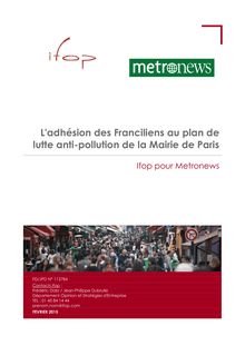 Sondage - adhésion des franciliens au plan de lutte anti-pollution de la mairie de Paris
