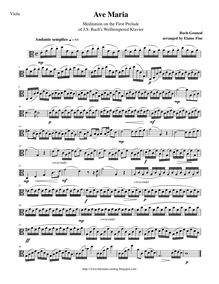 Partition de viole de gambe, Ave Maria, Méditation sur le Premier Prélude de Piano de S. Bach (original title)