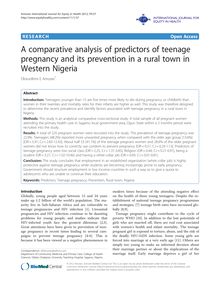 A comparative analysis of predictors of teenage pregnancy and its prevention in a rural town in Western Nigeria
